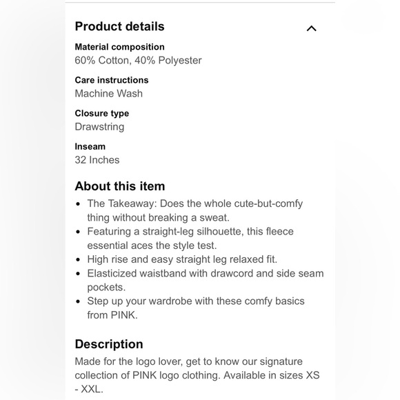 NWOT PINK Victoria’s Secret White Everyday Lounge Boyfriend Logo Pant Size M - Picture 6 of 8